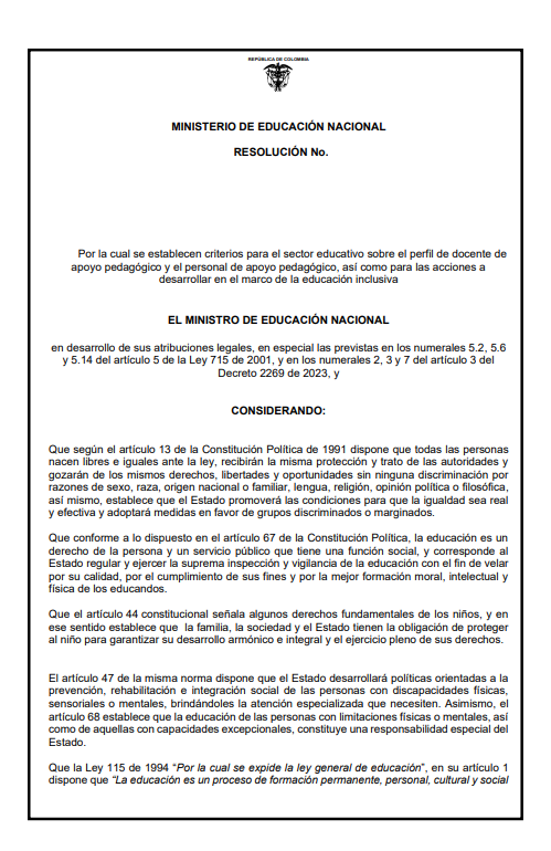 Criterios para el sector educativo sobre el perfil de docente de apoyo pedagogico